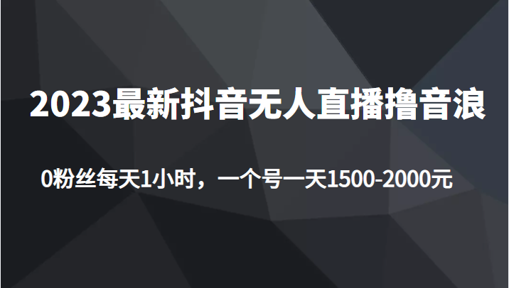 2023最新抖音无人直播撸音浪项目，0粉丝每天1小时，一个号一天1500-2000元-1950项目|专注资源教程分享