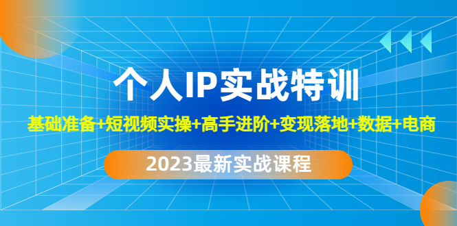 2023个人IP实战特训：基础准备+短视频实操+高手进阶+变现落地+数据+电商-1950项目|专注资源教程分享