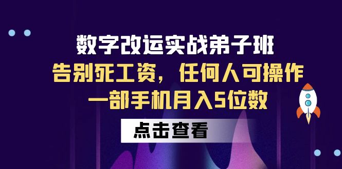 数字 改运实战弟子班：告别死工资，任何人可操作，一部手机月入5位数-1950项目|专注资源教程分享